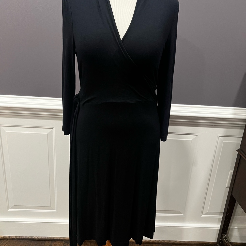 Banana Republic Black Wrap Dress V-neck Long Sleeve
